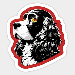 Stunning and Cool Cocker Spaniel Monochrome and Gold Portrait for Father's Day Sticker